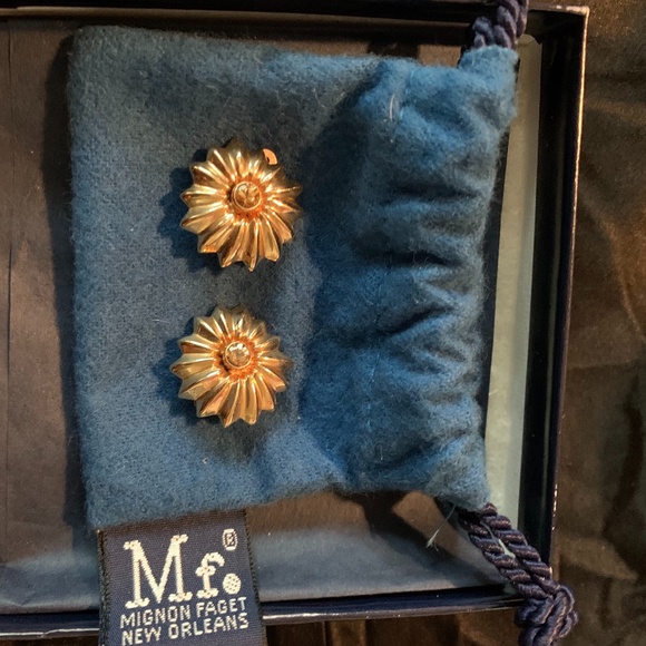 Mignon Faget 14K gold sunflower clip earrings - Picture 2 of 7